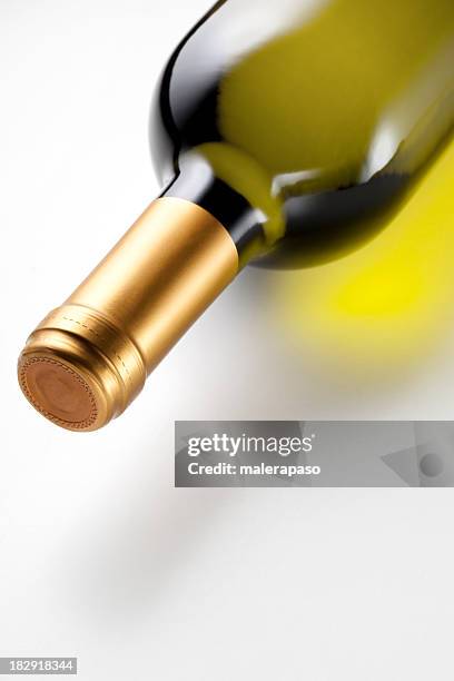 white wine bottle - white wine overhead stock pictures, royalty-free photos & images