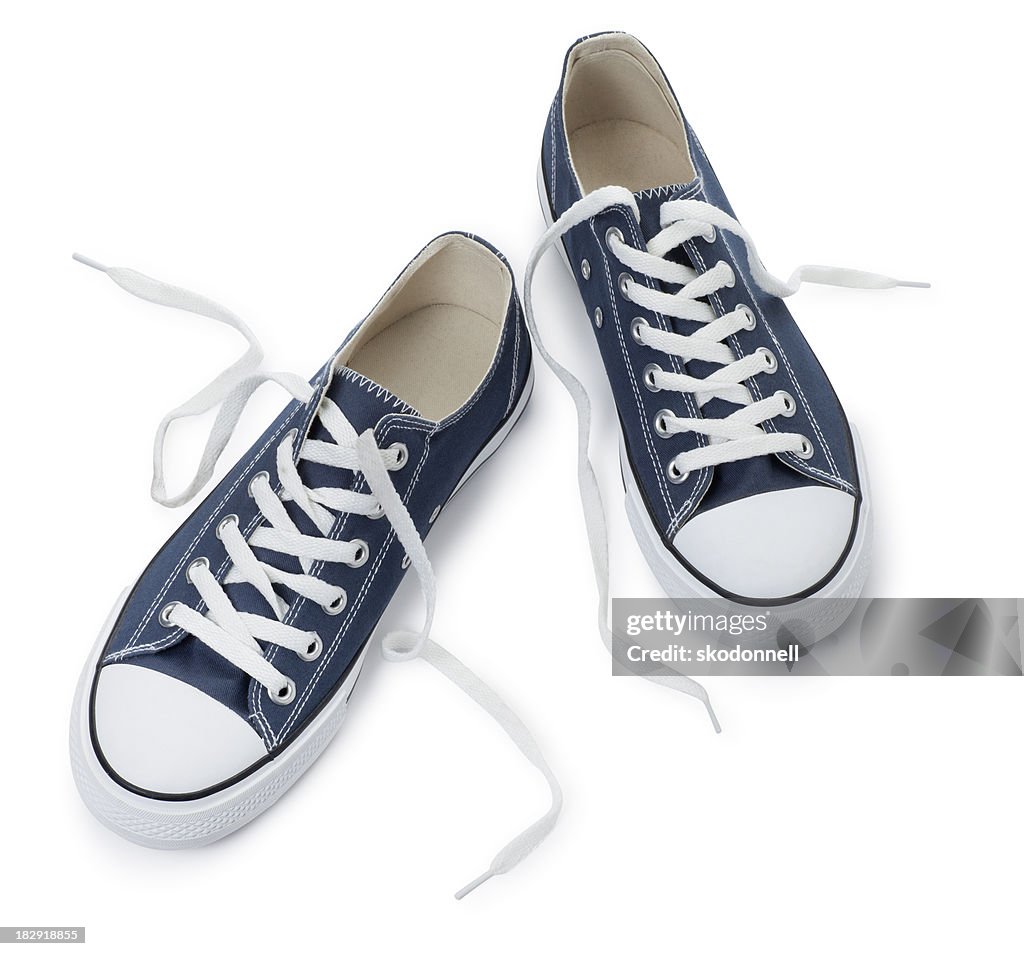 Blue Sneakers on a White Background