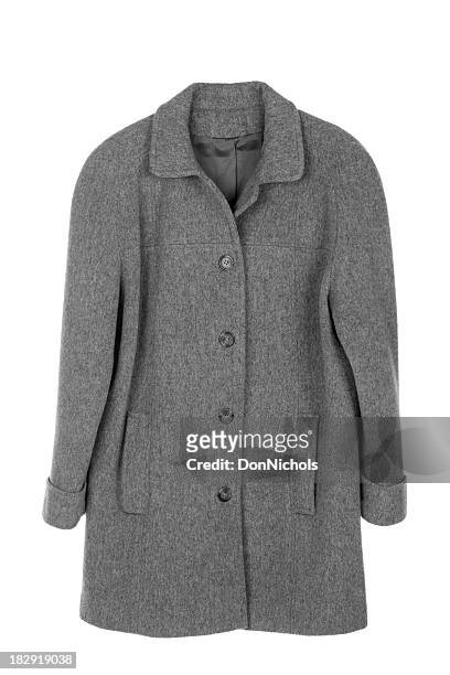woman's coat isolated - gray coat stock pictures, royalty-free photos & images