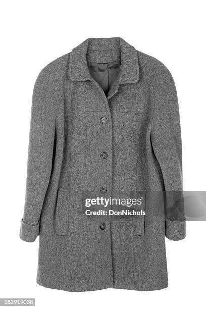 woman's coat isolated - grey overcoat stock pictures, royalty-free photos & images