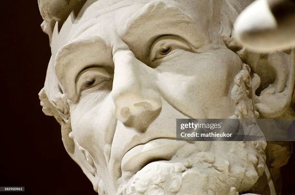 Close-up of the face of Abraham Lincoln Memorial