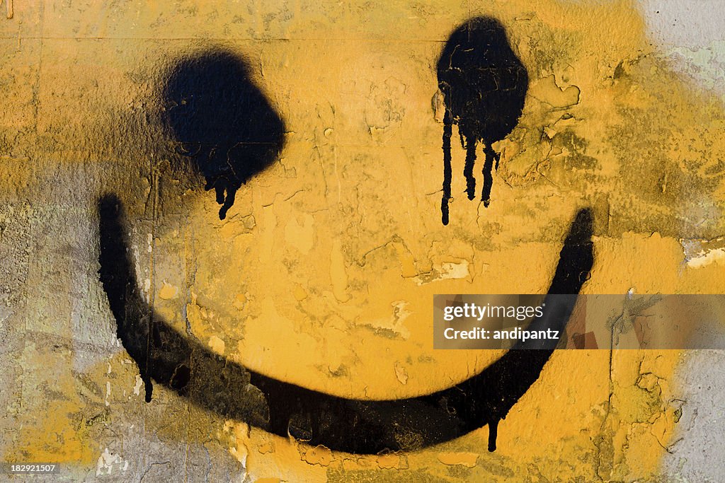Spraypainted smiley face