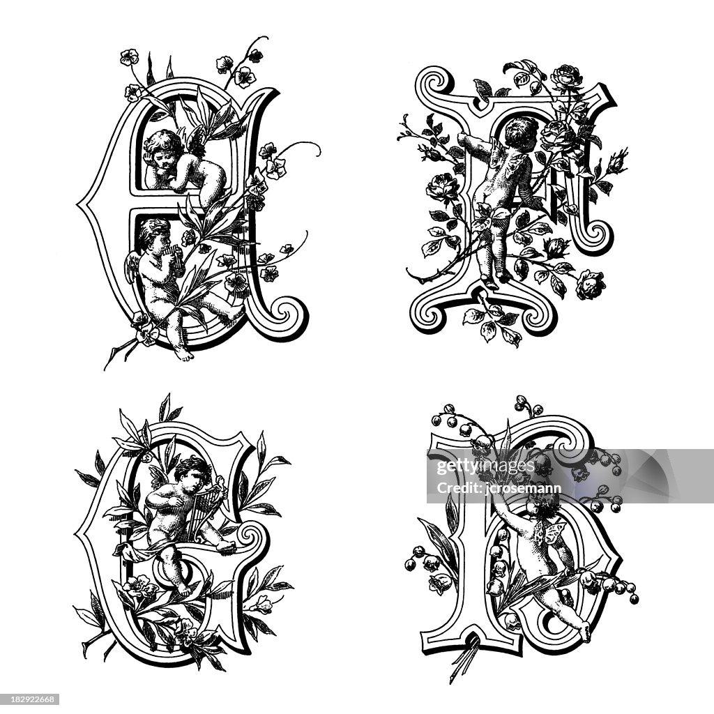 Angel Initial Initials With Angels High-Res Vector Graphic - Getty Images