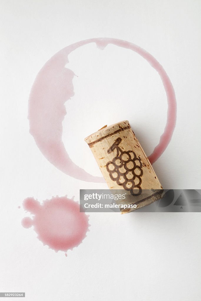 Cork and red wine stain