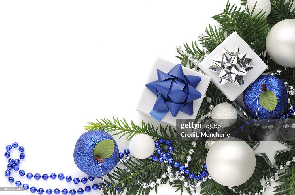 Christmas background in blue,white and green