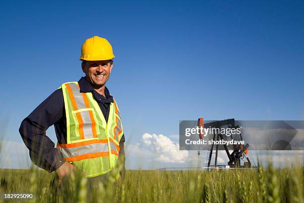 smiling oil worker - petroleum geologist stock pictures, royalty-free photos & images
