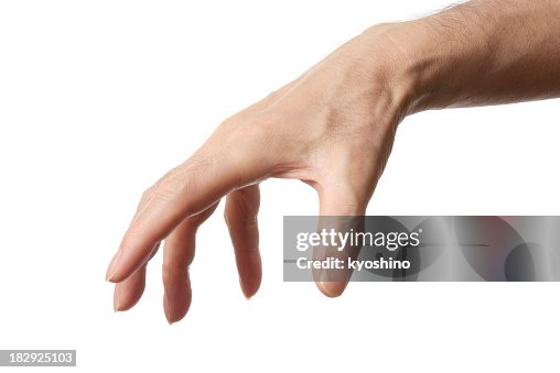 Isolated shot of grasp hand gesture against white background Isolated shot of grasp hand gesture against white background