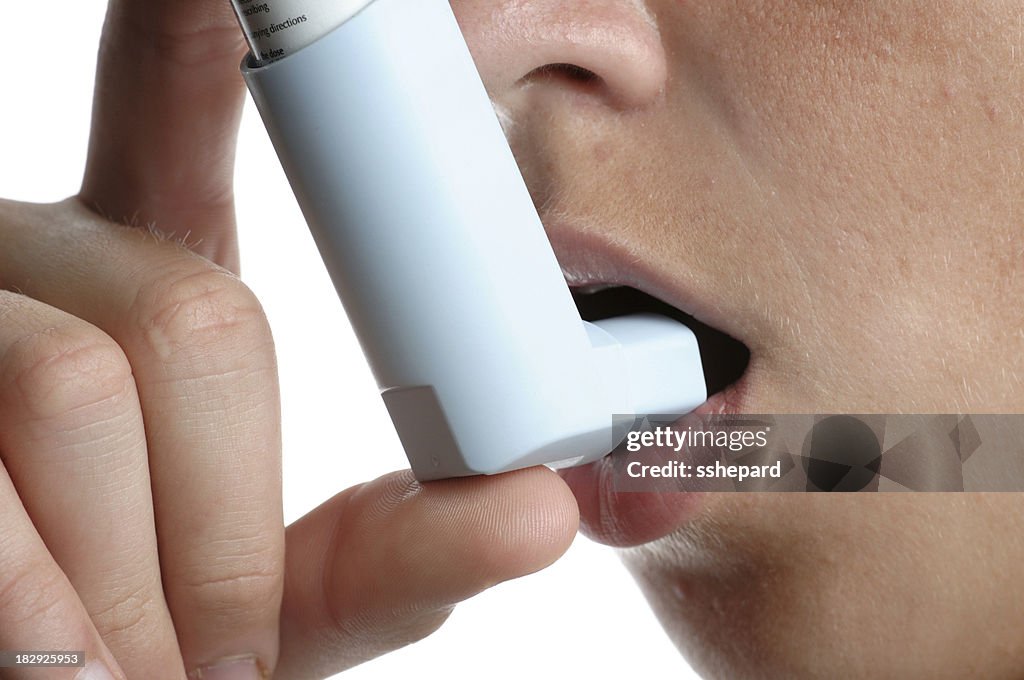 Asthma inhaler close up