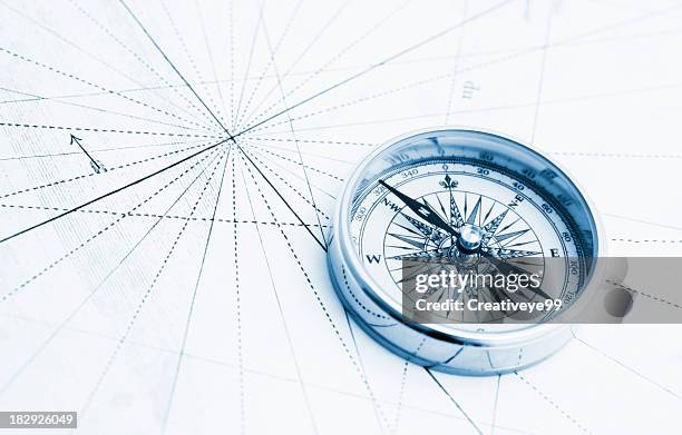 blue compass high key - navigational equipment 個照片及圖片檔