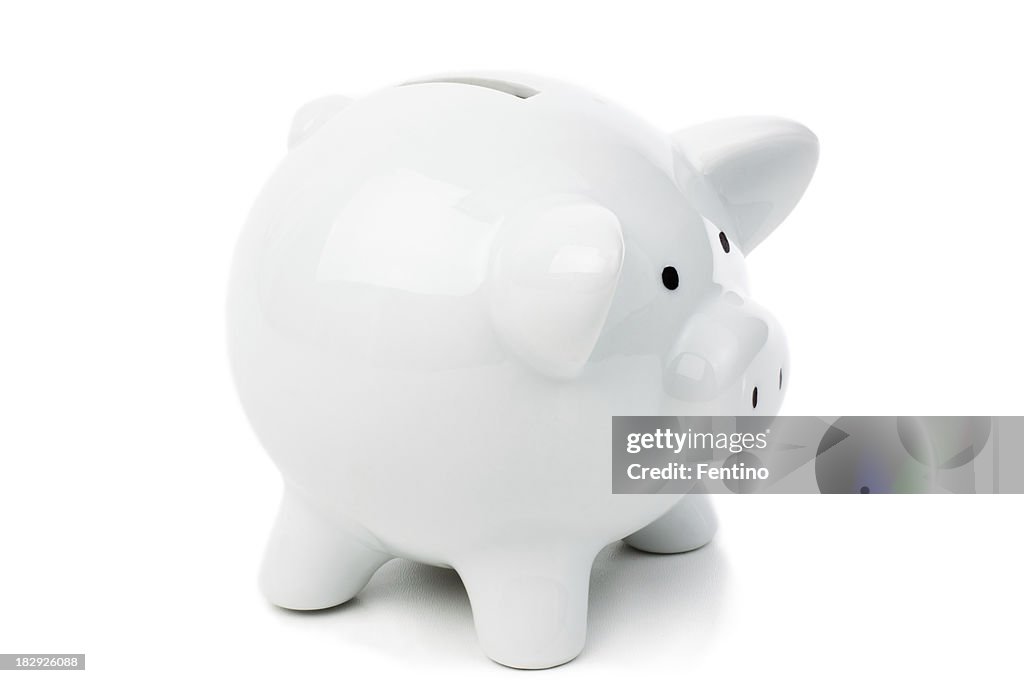 Classic white Piggy Bank from side