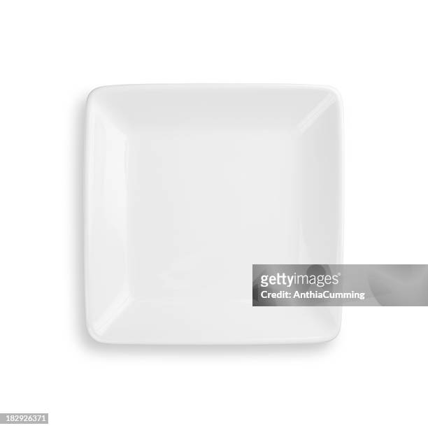 vacío cena placa aislado en blanco con trazado de recorte - dish fotografías e imágenes de stock