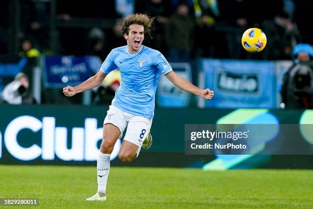 Matteo Guendouzi of SS Lazio celebrates the victory at the final whistle during the Coppa Italia round of sixteen match between SS Lazio and Genoa...