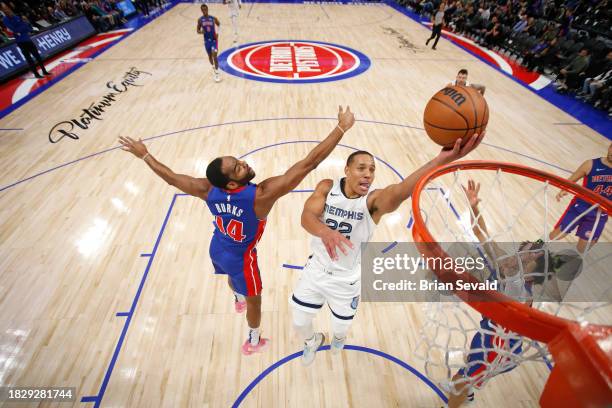Desmond Bane of the Memphis Grizzlies shoots the ball during the game against the Detroit Pistons on December 6, 2023 at Little Caesars Arena in...