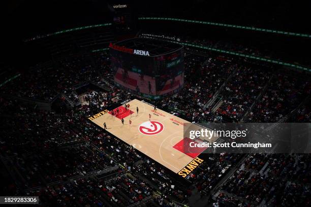 Overall view of the arena on December 6, 2023 at State Farm Arena in Atlanta, Georgia. NOTE TO USER: User expressly acknowledges and agrees that, by...