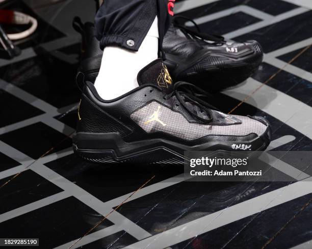 The sneakers worn by Russell Westbrook of the LA Clippers on December 6, 2023 at Crypto.Com Arena in Los Angeles, California. NOTE TO USER: User...