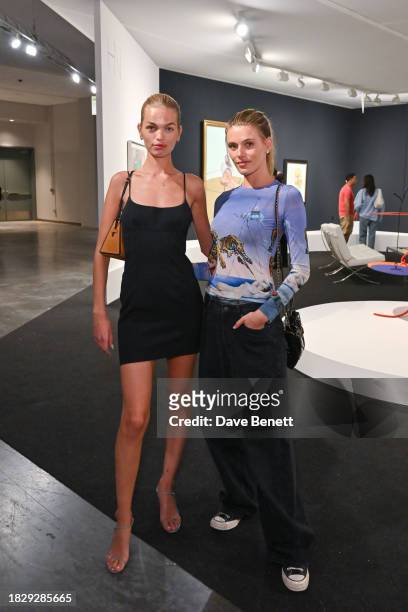Daphne Groeneveld and Madison Headrick attend the VIP preview of Art Basel Miami Beach at the Miami Beach Convention Center on December 6, 2023 in...