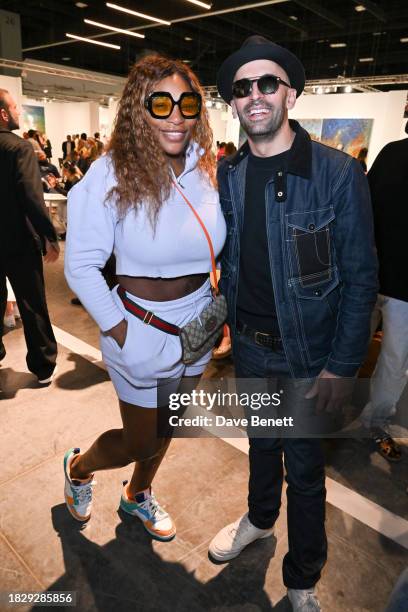 Serena Williams and JR attend the VIP preview of Art Basel Miami Beach at the Miami Beach Convention Center on December 6, 2023 in Miami Beach,...