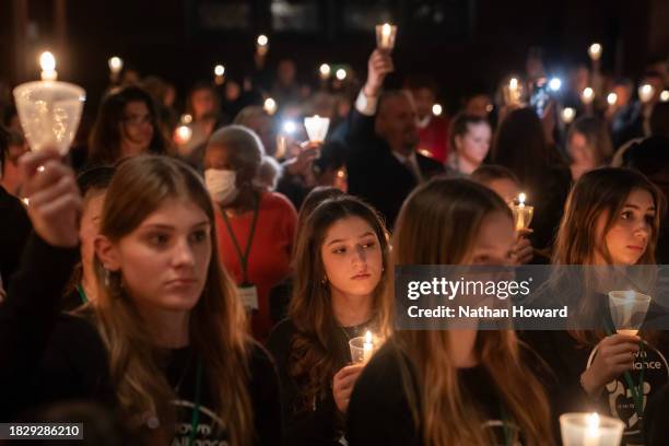 Gun violence survivors and activists attend a vigil on December 6, 2023 in Washington, DC. The vigil marked the 11th anniversary of the Sandy Hook...