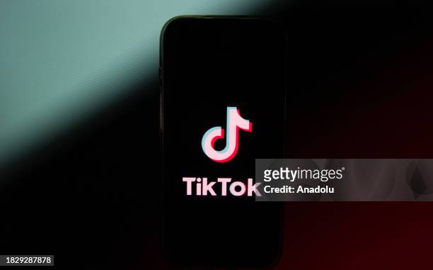 In this photo illustration, TikTok logo is displayed on a mobile phone screen in Ankara, Turkiye on December 5, 2023.
