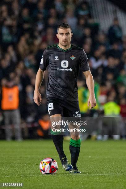 Sokratis Papastathopoulos of Real Betis is in action during the Copa del Rey match between CF Villanovense and Real Betis at Estadio Municipal in...