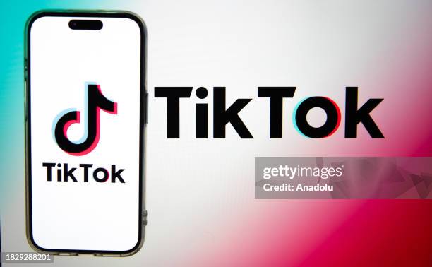 In this photo illustration, TikTok logo is displayed on a mobile phone screen in Ankara, Turkiye on December 5, 2023.