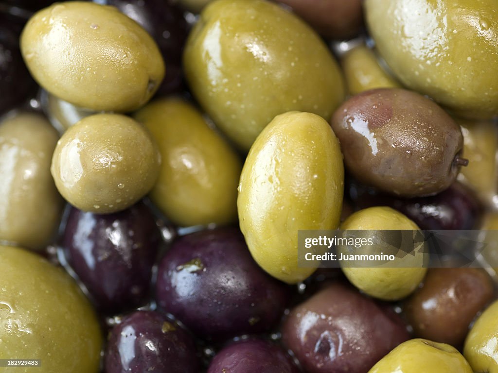 Mixed olives background