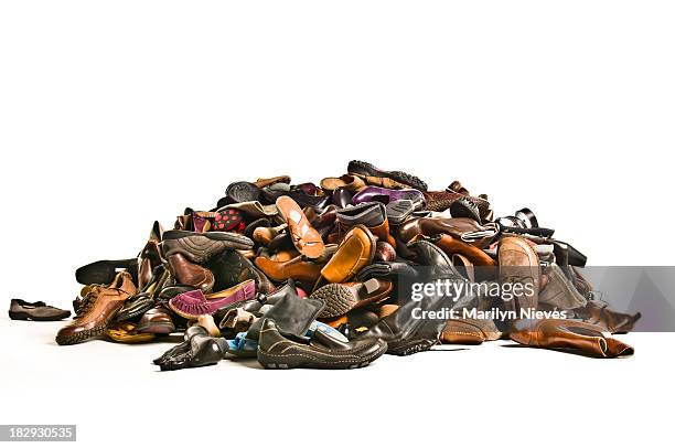 huge pile of new shoes - heap stock pictures, royalty-free photos & images