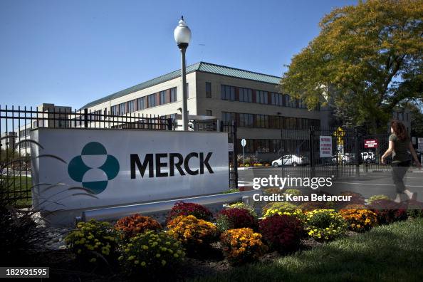 A Merck sign stands in front of the company's building on October 2 ...