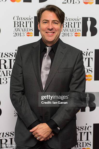 Jonathan Ross, presenter of the Composer of the Year Award poses in the winners room at the Classic BRIT Awards 2013 at Royal Albert Hall on October...