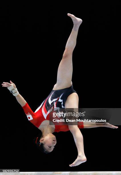 Asuka Teramoto of Japan competes in the Womens Balance Beam Qualification on Day Three of the Artistic Gymnastics World Championships Belgium 2013...
