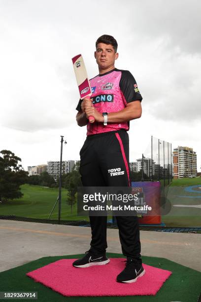 Moises Henriques of the Sydney Sixers poses during the 2023-24 Big Bash League season launch at the Moore Park Driving Range on December 04, 2023 in...