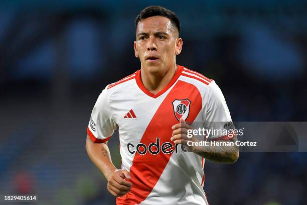 Esequiel Barco of River Plate looks on during a quarter final match of Copa de la Liga Profesional 2023 between River Plate and Belgrano at Mario...