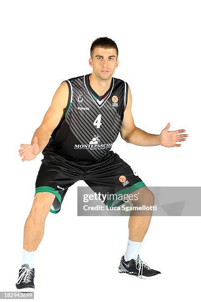 Jeffrey Viggiano, #4 of Montepaschi Siena during the Montepaschi Siena 2013/14 Turkish Airlines Euroleague Basketball Media Day at Palaestra on...