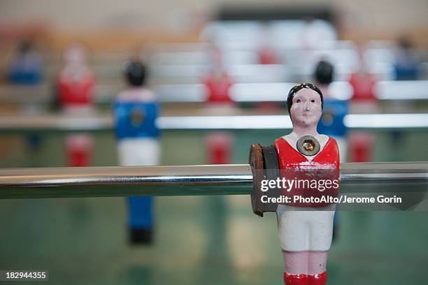 foosball table, close-up - table football stock pictures, royalty-free photos & images