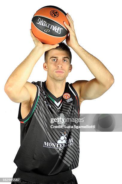 Jeffrey Viggiano, #4 of Montepaschi Siena during the Montepaschi Siena 2013/14 Turkish Airlines Euroleague Basketball Media Day at Palaestra on...