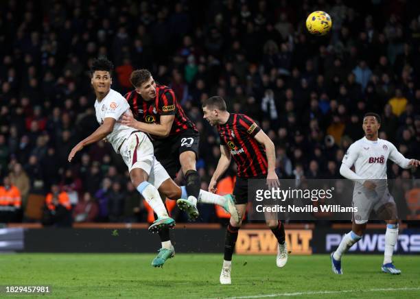 Ollie Watkins of Aston Villa scores his goal during the Premier League match between AFC Bournemouth and Aston Villa at Vitality Stadium on December...