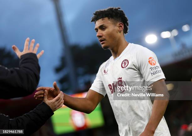 Ollie Watkins of Aston Villa in action during the Premier League match between AFC Bournemouth and Aston Villa at Vitality Stadium on December 03,...