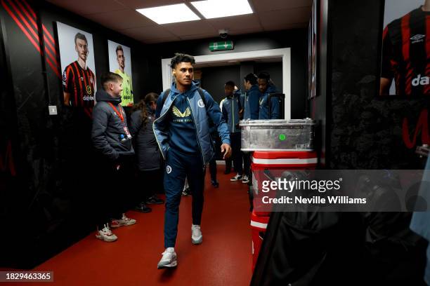 Ollie Watkins of Aston Villa in action during the Premier League match between AFC Bournemouth and Aston Villa at Vitality Stadium on December 03,...
