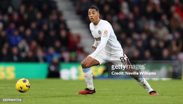 Youri Tielemans of Aston Villa in action during the Premier League match between AFC Bournemouth and Aston Villa at Vitality Stadium on December 03,...