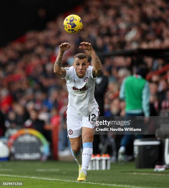 Lucas Digne of Aston Villa in action during the Premier League match between AFC Bournemouth and Aston Villa at Vitality Stadium on December 03, 2023...