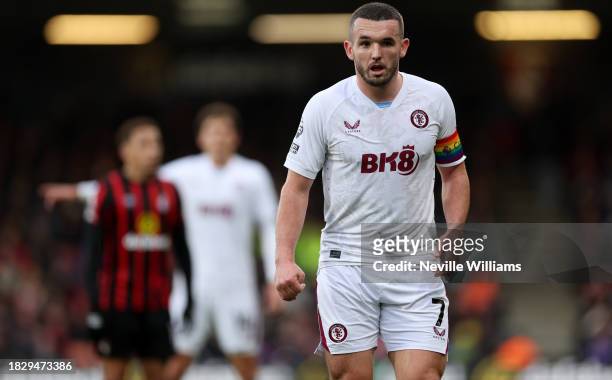 John McGinn of Aston Villa in action during the Premier League match between AFC Bournemouth and Aston Villa at Vitality Stadium on December 03, 2023...