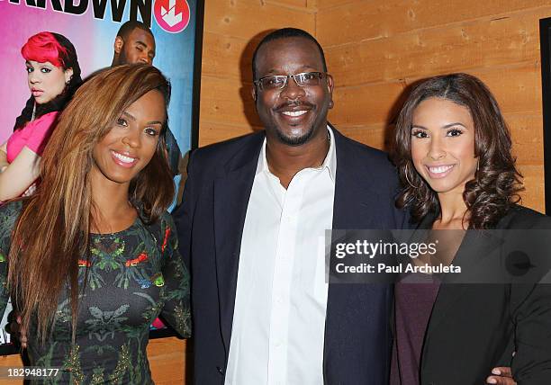 Laila Odom, Bentley Evans and Brittany Richards attend Bounce TV media day for "BRKDWN" and "My Crazy Roommate" on October 2, 2013 in Van Nuys,...