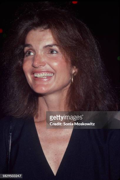 American editor and former First Lady Jacqueline Kennedy Onassis attends the Delacorte Theater's opening night performance of 'The Pirates of...