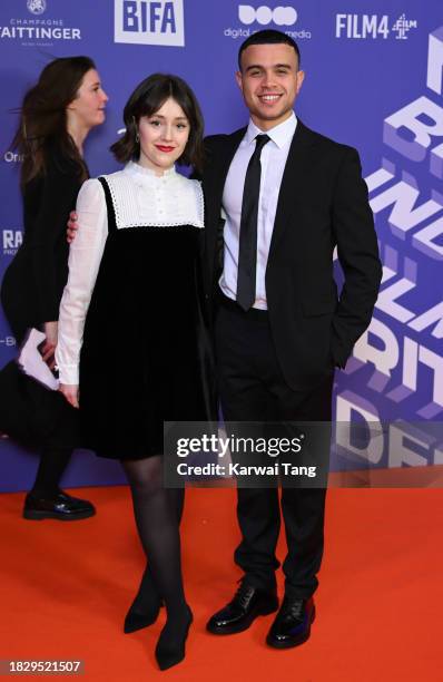 Carly-Sophia Davies and Sam Small attend The 26th British Independent Film Awards at Old Billingsgate on December 03, 2023 in London, England.