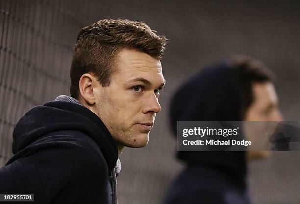 Matt Scharenberg of Glenelg looks ahead during the 2013 AFL Draft Combine at Etihad Stadium on October 3, 2013 in Melbourne, Australia.