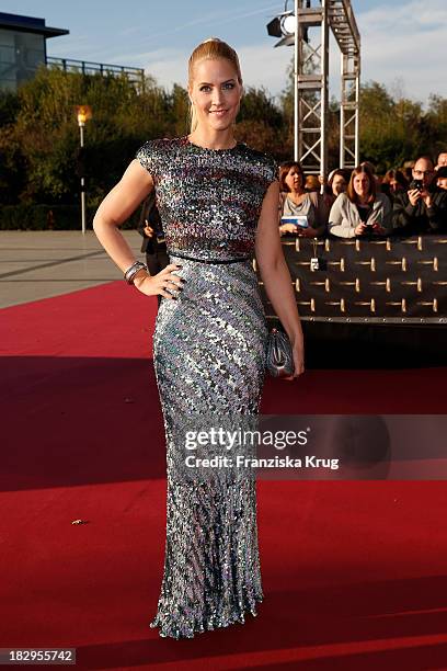 Judith Rakers attends the Deutscher Fernsehpreis 2013 - Red Carpet Arrivals at Coloneum on October 02, 2013 in Cologne, Germany.