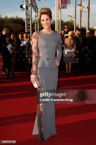 Mareile Hoeppner attends the Deutscher Fernsehpreis 2013 - Red Carpet Arrivals at Coloneum on October 02, 2013 in Cologne, Germany.