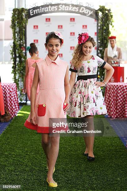 Emirates Stakes Day 2012 fashions on the field junior girls winner Charlie Borracci walks the runway at the Emirates Stakes Day Fashion on the Field...