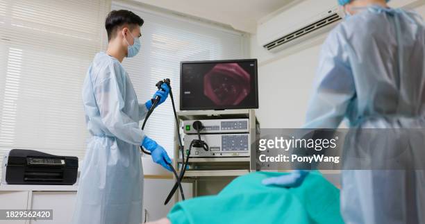 colonoscopy endoscopic examination - colorectal cancer screening stock pictures, royalty-free photos & images