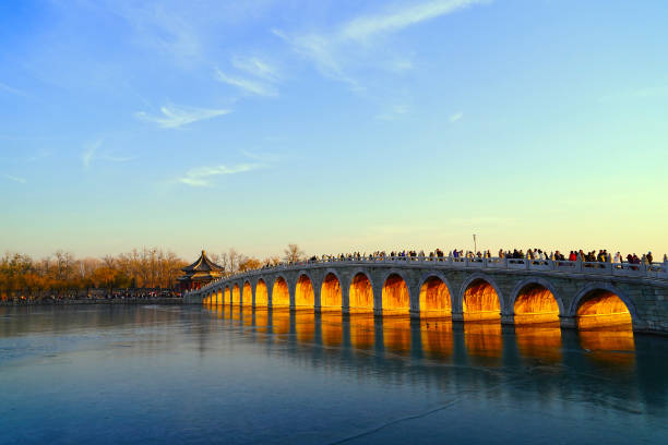 CHN: Setting Sun Shines Through Seventeen-Arch Bridge In Beijing